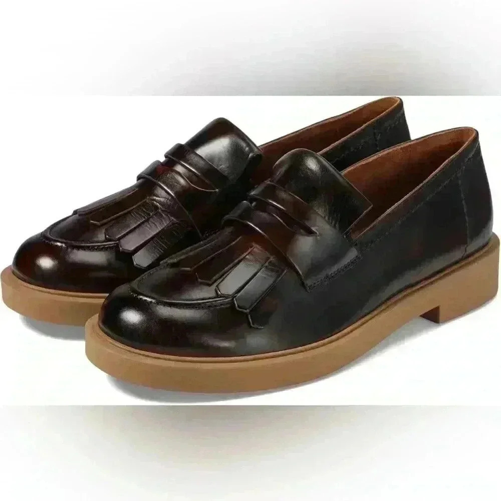 NEW Paul Green Stacy Kiltie Penny Loafer in Bark Brushed Leather UK 5 US 7.5